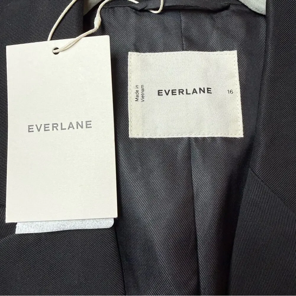 Everlane TENCEL Oversized Blazer Black Size 16 NWT Sustainable Structured - Picture 8 of 12